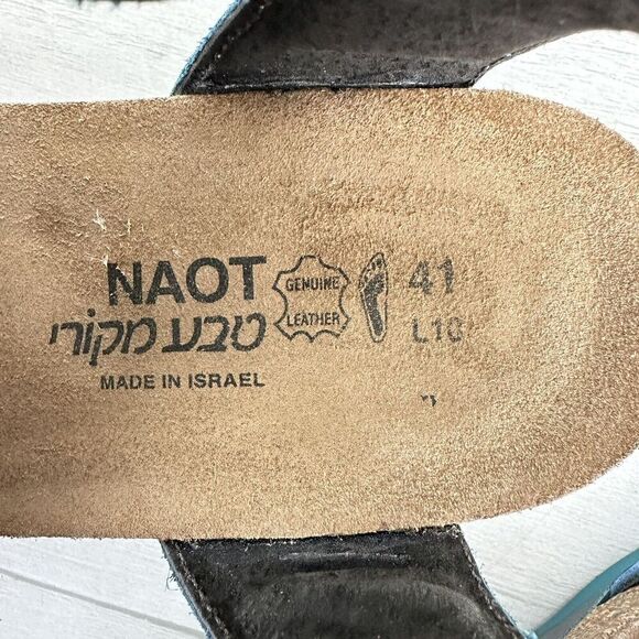 Naot Fiona Leather Wedge Sandals Women Size US 10 Eu 41 Teal Blue - Picture 9 of 12